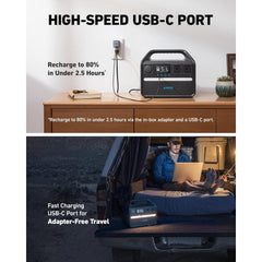 Anker 536 Portable Power Station, 508Wh Solar Generator (Solar Panel Optional) with LiFePO4 Battery Pack, 500W 9-Port Powerhouse, 4 AC Outlets, 60W USB-C PD Output, LED Light for Outdoor Camping, RV - B0B1H8392Z  Mini Split Systems Direct