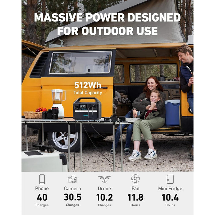 Anker 536 Portable Power Station, 508Wh Solar Generator (Solar Panel Optional) with LiFePO4 Battery Pack, 500W 9-Port Powerhouse, 4 AC Outlets, 60W USB-C PD Output, LED Light for Outdoor Camping, RV - B0B1H8392Z  Mini Split Systems Direct