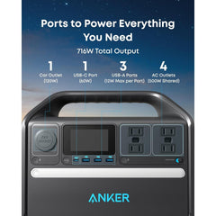Anker 536 Portable Power Station, 508Wh Solar Generator (Solar Panel Optional) with LiFePO4 Battery Pack, 500W 9-Port Powerhouse, 4 AC Outlets, 60W USB-C PD Output, LED Light for Outdoor Camping, RV - B0B1H8392Z  Mini Split Systems Direct