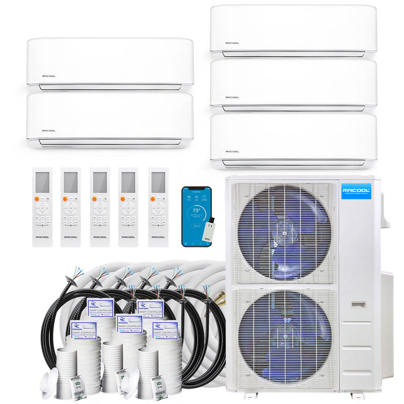 MRCOOL® DIY Mini Split 48,000 BTU 20.5 SEER 5 Zone Ductless Air Conditioner and Heat Pump 9K + 9K + 9K + 9K + 12K Full Kit