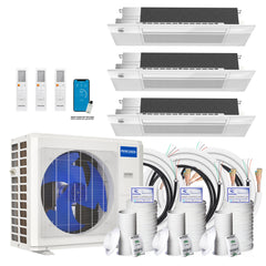 MRCOOL® DIY Mini Split 27,000 BTU 22 SEER 3 Zone Ceiling Cassette Ductless Air Conditioner and Heat Pump - 9K + 9K + 9K