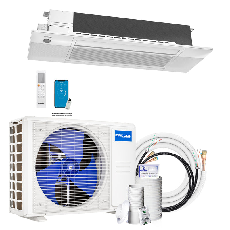 MRCOOL DIY Mini Split 18,000 BTU Single Zone Ceiling Cassette Ductless Air Conditioner and Heat Pump with 25 ft. Install Kit - DIY-18-HP-CASS-230C25