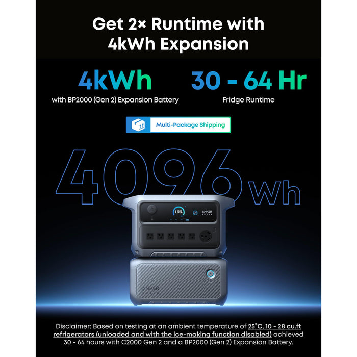 Anker SOLIX C2000 Gen 2 Portable Power Station, 2,400W (Peak 4,000W) Solar Generator, Full Charge in 58 Min, 2048wh LiFePO4 Battery for Home Backup, Power Outages, and Camping (Optional Solar Panel) - B0FVFN52DT-B0FVFKMMG6-B0FVFGL38H-B0FVFK7MHC-B0FVFK7Z29  Mini Split Systems Direct