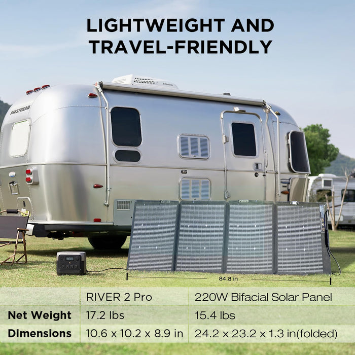 EF ECOFLOW Solar Generator RIVER 2 Pro 768Wh LiFePO4 Battery with 220W Solar Panel, 4x800W AC Outlets (1600W Surge), Portable Power Station for Home Backup Outdoors Camping RV Emergency - B0BYP4D1HQ-B0BVLPGS79-B0BYS84V1P  Mini Split Systems Direct