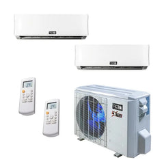 30,000 BTU 23 SEER2 ACiQ 2-Zone Wall Mounted Mini Split System - Extreme Heat - WiFi Enabled - 12+18