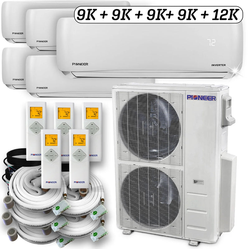 Pioneer® Quint 48000 BTU 4-Ton 21.5 SEER Multi (5) Zone Wall Mount Air Conditioner Heat Pump 230-Volt