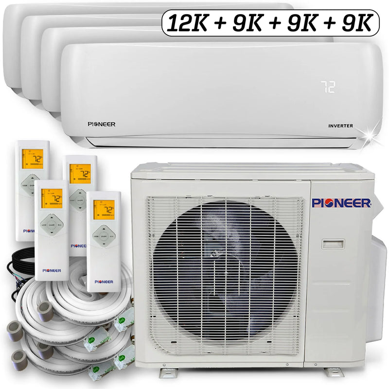 Pioneer® Quad 39000 BTU 3.25-Ton 23.1 SEER2 Multi (4) Zone Wall Mount Air Conditioner Heat Pump 230-Volt