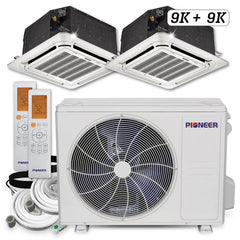 Pioneer® Dual 18000 BTU 1.5-Ton 21.5 SEER Multi (2) Zone Ceiling Cassette-Mount Air Conditioner Heat Pump 230-Volt