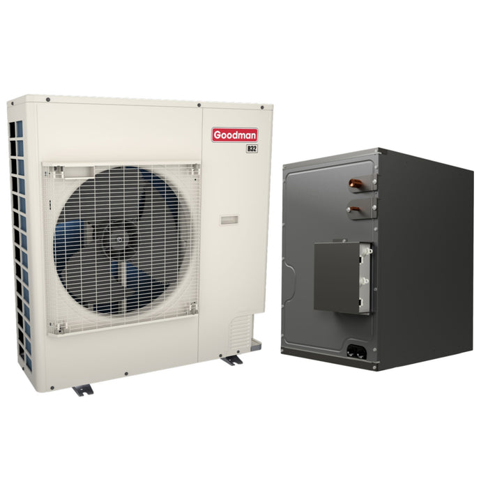 Goodman 3.5 Ton 14.3 SEER2 R-32 Heat Pump Condenser and Evaporator Coil System | GZV6SA4210 + CAPEA4830C3 | 21" Cabinet Width Upflow/Downflow Cased Coil