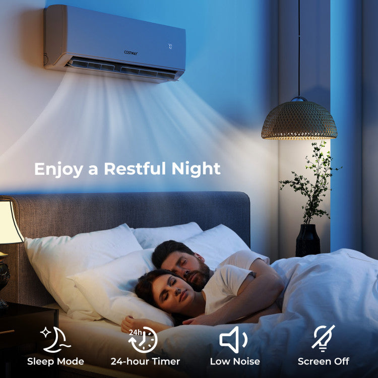 Costway UltrEco Series 30000 BTU 2 Zone 23 SEER2 Mini Split Air Conditioner Wifi Enabled with Heat Pump 18K + 24K