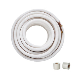 VEVOR 50FT Mini Split Line Set, 1/4" & 3/8" O.D Copper Pipes Tubing and Triple-Layer Insulation, for Mini Split Air Conditioning Refrigerant or Heating Pump Equipment & HVAC with Wrapping Strips.