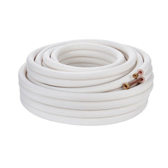 VEVOR 50FT Mini Split Line Set, 1/4" & 3/8" O.D Copper Pipes Tubing and Triple-Layer Insulation, for Mini Split Air Conditioning Refrigerant or Heating Pump Equipment & HVAC with Wrapping Strips.