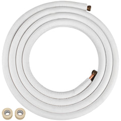 VEVOR Mini Split Copper Line Set 50 ft Length, Copper Pipes for Mini Split Air Conditioner 1/4" & 1/2" OD Flared Copper Lines White Mini Split Line Set for Heat Pump System Line Set