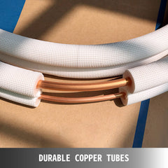 VEVOR Mini Split Copper Line Set 50 ft Length, Copper Pipes for Mini Split Air Conditioner 1/4" & 1/2" OD Flared Copper Lines White Mini Split Line Set for Heat Pump System Line Set