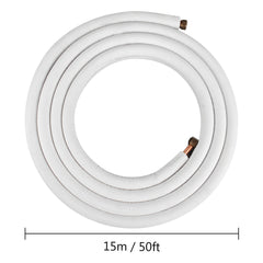 VEVOR Mini Split Copper Line Set 50 ft Length, Copper Pipes for Mini Split Air Conditioner 1/4" & 1/2" OD Flared Copper Lines White Mini Split Line Set for Heat Pump System Line Set