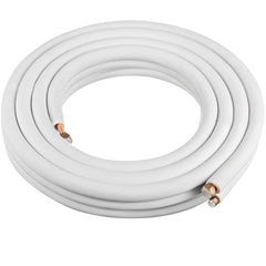 VEVOR Mini Split Copper Line Set 25 ft Length, 1/4" & 1/2" OD Copper Pipes for Mini Split Air Conditioner, Flared Copper Lines White Mini Split Line Set for Heat Pump System Line Set