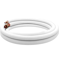 VEVOR Mini Split Copper Line Set 16ft Length, 1/4" & 1/2" OD Copper Pipes for Mini Split Air Conditioner, Flared Copper Lines White, Mini Split Line Set for Heat Pump System Line Set