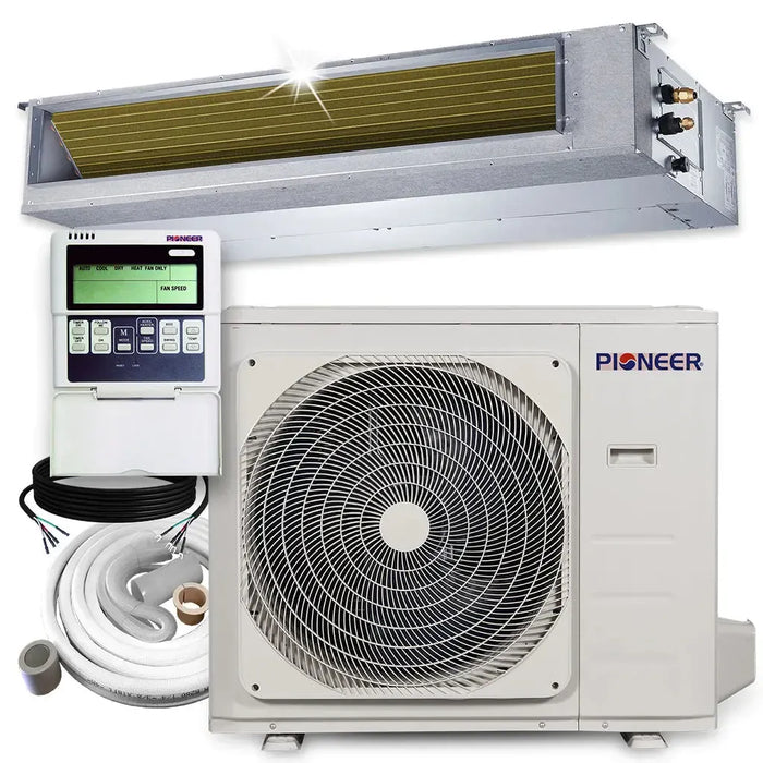 Pioneer® 36,000 BTU 15.8 SEER2 Ceiling Concealed Ducted Mini-Split Inverter+ Air Conditioner Heat Pump System Full Set 230V - RYB036GMFILDBD-RYB036GMFILDBD-10-RYB036GMFILDBD-16-RYB036GMFILDBD-25-RYB036GMFILDBD-33  Mini Split Systems Direct